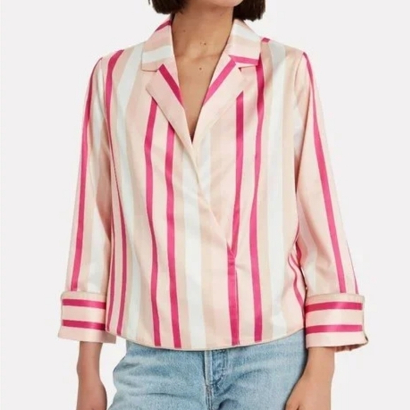 NOTES DU NORD Liv Striped Wrap Collar Blouse 36 - Picture 1 of 7